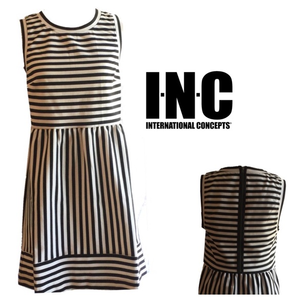 INC International Concepts Dresses & Skirts - 🆕 INC Slimming Tank Dress Black & White Striped L